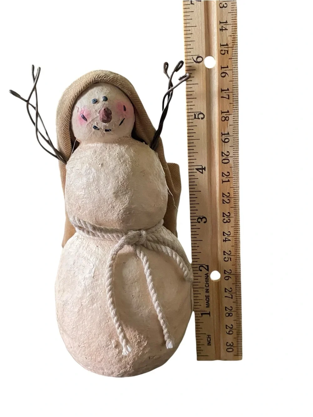 Primitive Snowman Nativity Set Handcrafted 3 Piece Set Rustic Folk Art Christmas